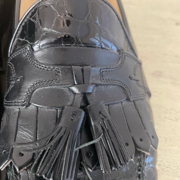 JOHNSTON & MURPHY Made In Italy Alligator Tassel Kiltie Loafer in Black Size 11 - Picture 7 of 8